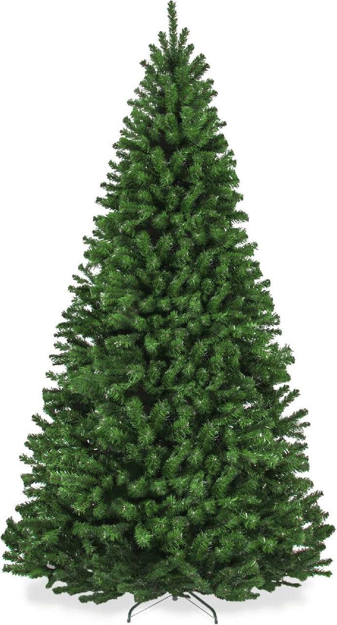 Unlit Artificial Spruce Christmas Tree, Realistic Full Shape with Foldable Metal Base for Indoor Holiday Decor